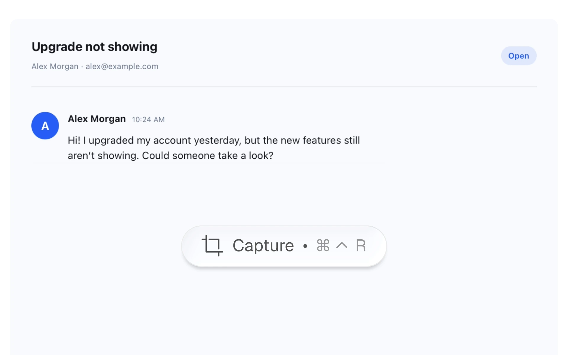 A support inbox with the WriteButler global shortcut shown over the conversation